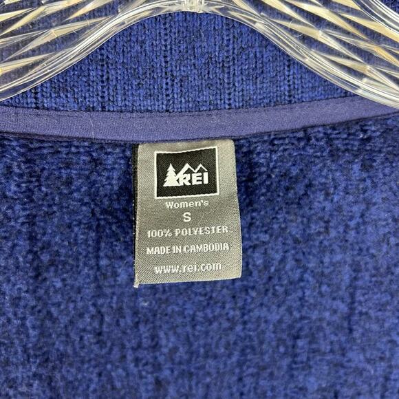 REI Womens Fleece Jacket Size Small Full Zip Snap Mock High Collar Blue Sweater - Picture 3 of 8